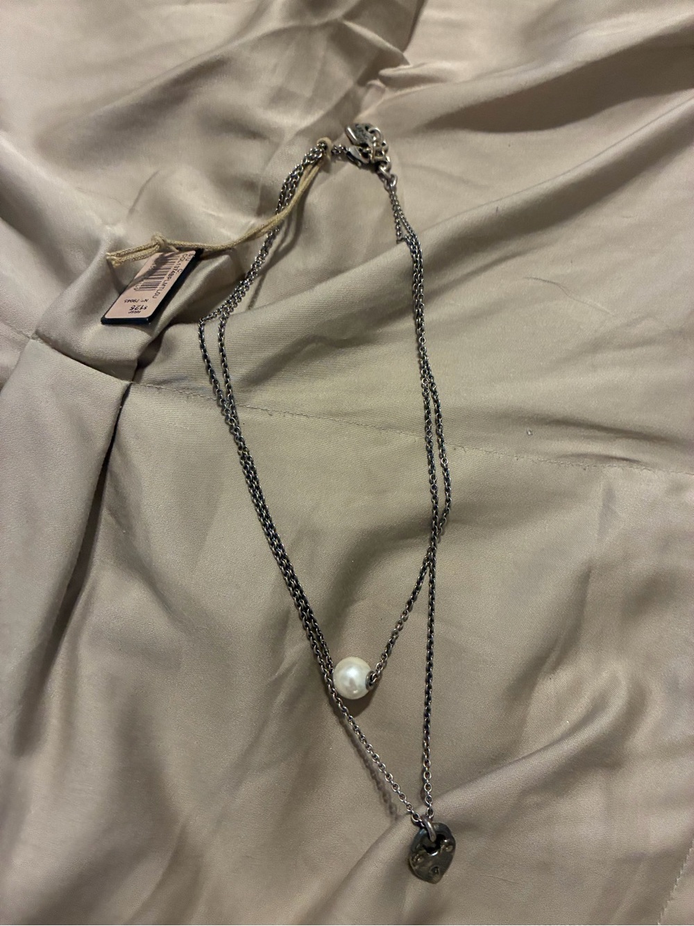 UNO de 50 Double Layer Necklace with Pearl Pendant & heart padlock NWT